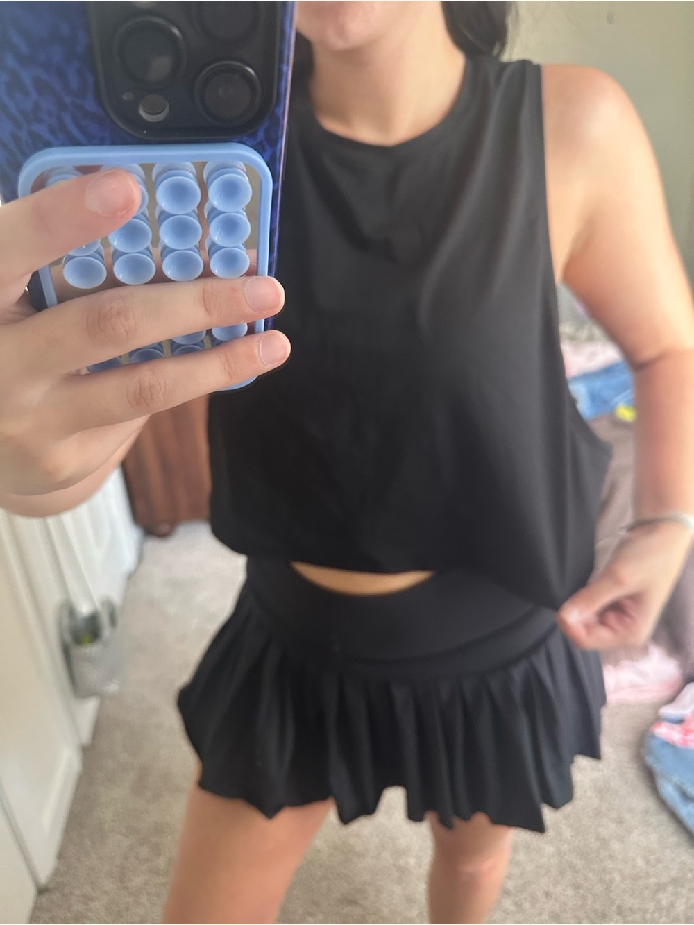 lululemon athletica Black Cropped Muscle Tank